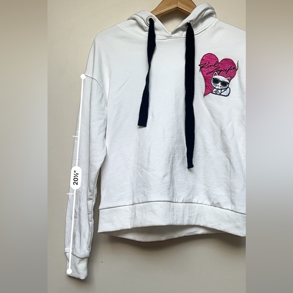 Karl Lagerfeld Ikonik Choupette Cat Embroidered Hoodie XS - White - Picture 8 of 9